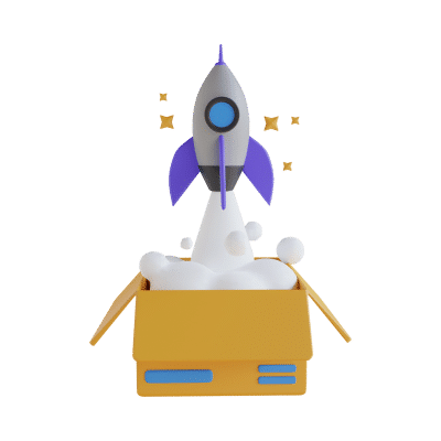 rocket icon blasting out of box